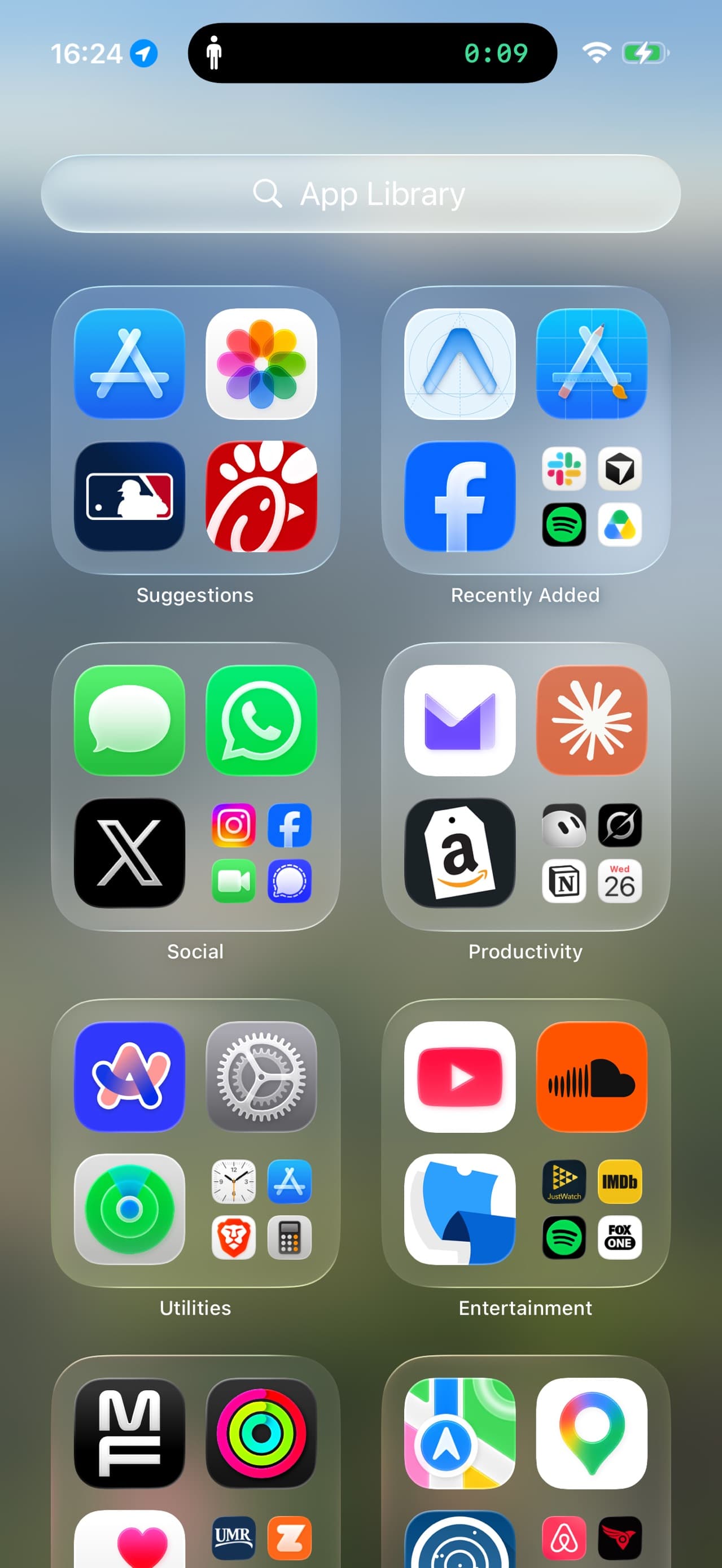 SitStand compact Dynamic Island timer at the top of the iPhone